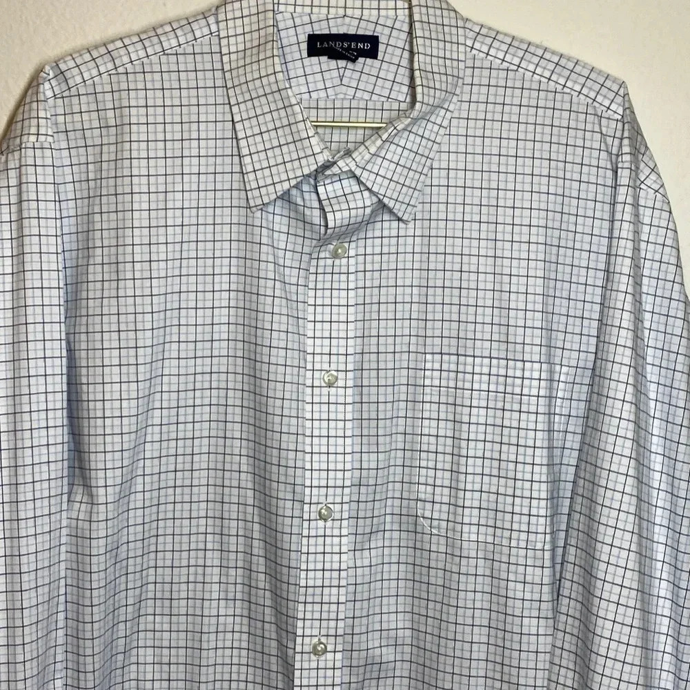 Lands End No Iron Pinpoint Oxford  17 1/2  34
